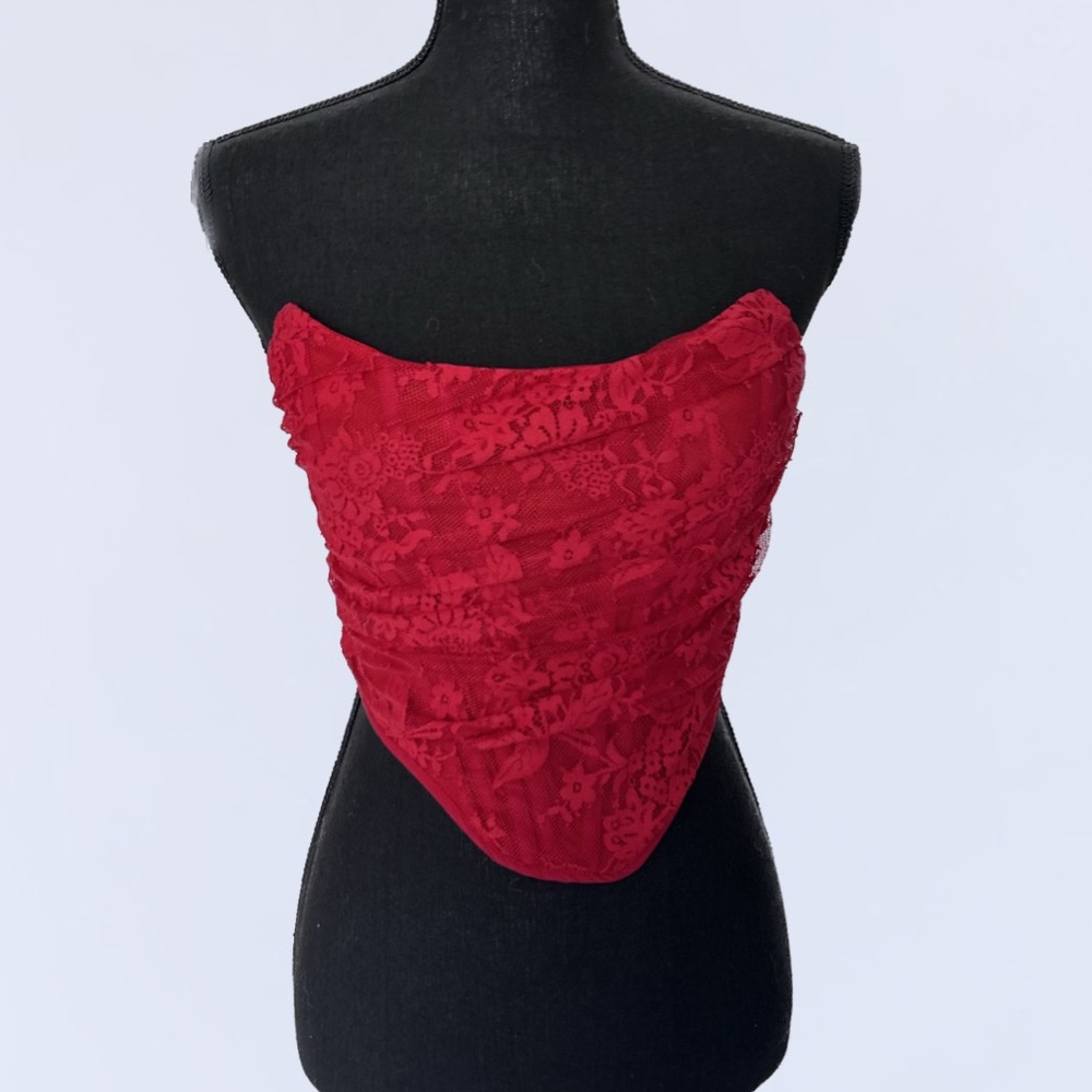 AKIRA Red Laced Strapless Corset